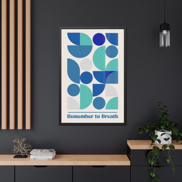 Inspirational Framed Poster - 'Remember to Breathe' - Modern Geometric Wall Art for Mindfulness & Relaxation - Image 3