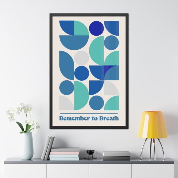 Inspirational Framed Poster - 'Remember to Breathe' - Modern Geometric Wall Art for Mindfulness & Relaxation