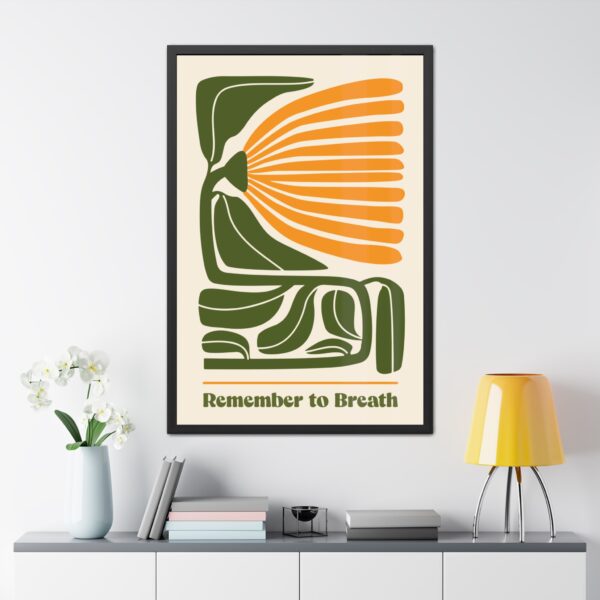 Mindfulness Framed Poster - "Remember to Breathe" for Calm Spaces