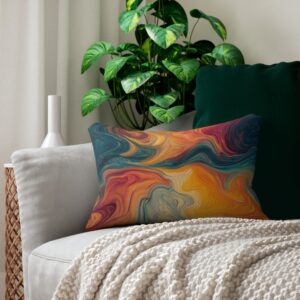 Vibrant Abstract Lumbar Pillow, Cozy Home Decor, Modern Accent Pillow, Colorful Throw Pillow, Boho Living Room Decor